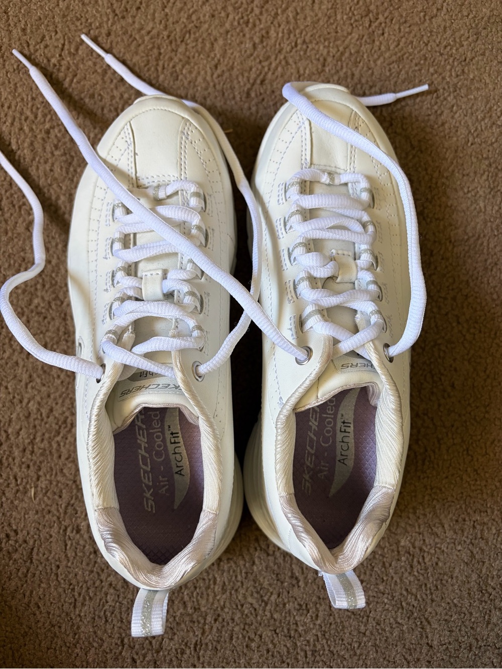 Skechers Cream/White Arch Fit Lace-Up Sneakers